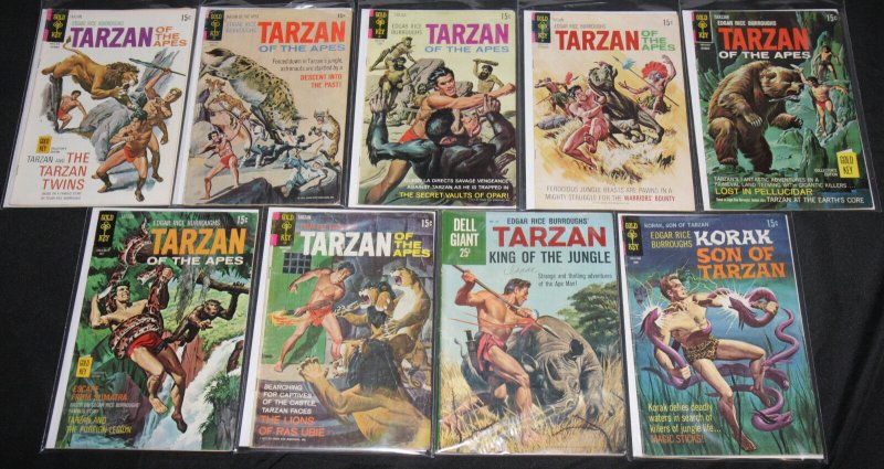 Dell/Gold Key Gold-Bronze TARZAN DAGGAR MIGHTY SAMPSOM 63pc Comic Lot Grade FN+ 