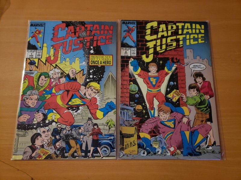 Captain Justice 1-2 Complete Set Run! ~ NEAR MINT NM ~ 1988 Marvel Comics