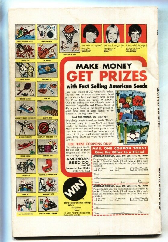 GIANT-SIZE AVENGERS #4 Scarlet Witch 1975-WEDDING ISSUE VG/FN