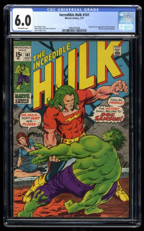 Incredible Hulk #141 CGC FN 6.0 Off White 1st Appearance Doc Samson!!