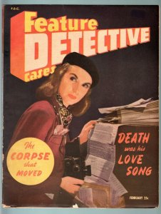 FEATURE DETECTIVE CASES 1944 FEB-VG-TRUE CRIME PULP MAG VG