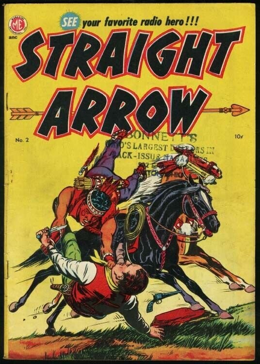 STRAIGHT ARROW #2-RED HAWK BY POWELL-1950-ME COMICS VG+