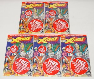 X-Force #1 VF/NM complete set in bags with all 5 cards - deadpool - white cap