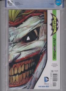 BATMAN AND ROBIN-DC / CBCS 9.0 / WHITE PAGES / 2013 / JOKER APP. DIE-CUT COVER