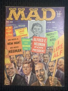 1960 MAD MAGAZINE #56 VG+ 4.5 Alfred E Neuman for President