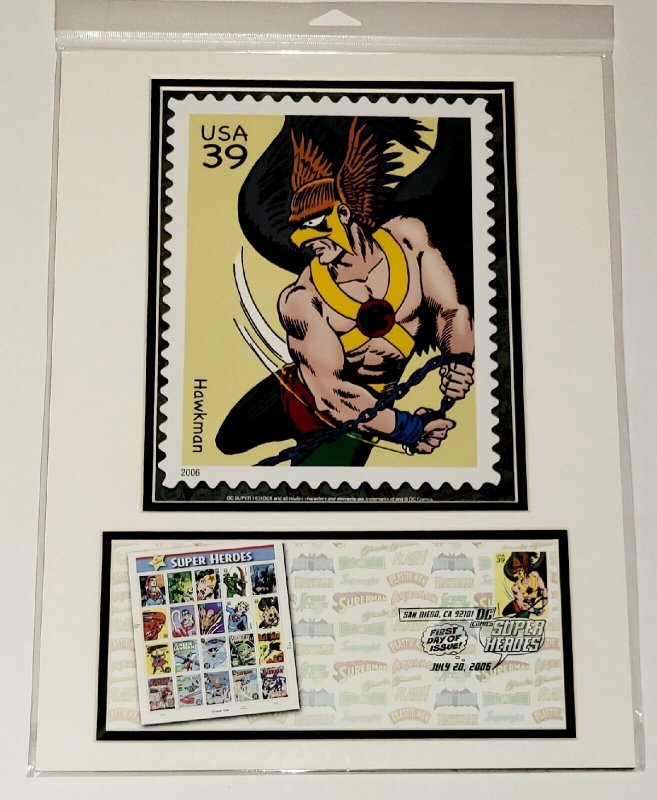 12×16 HAWKMAN DC 2006 Comic Con Stamp Art USPS/SDCC 1st DAY Art