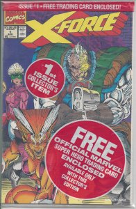 X-Force #1 (Aug 91) in sealed polybag w/ Marvel Trading Card inside - X-Men