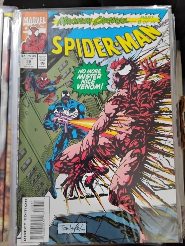 SPIDER-MAN # 36   1993 MARVEL  disney  maximum carnage pt 8 mister nice venom