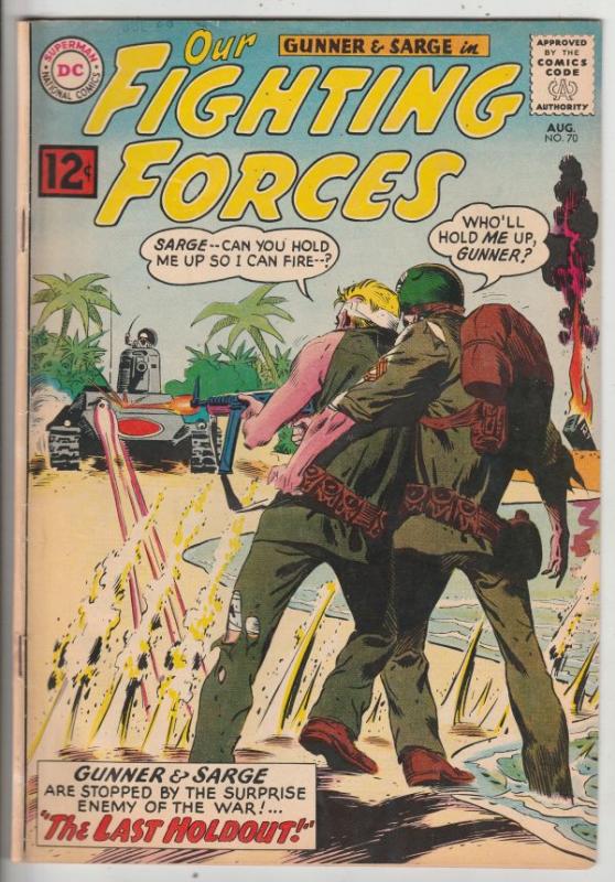 Our Fighting Forces #70 (Aug-62) FN/VF+ High-Grade Gunner and Sarge, Pooch