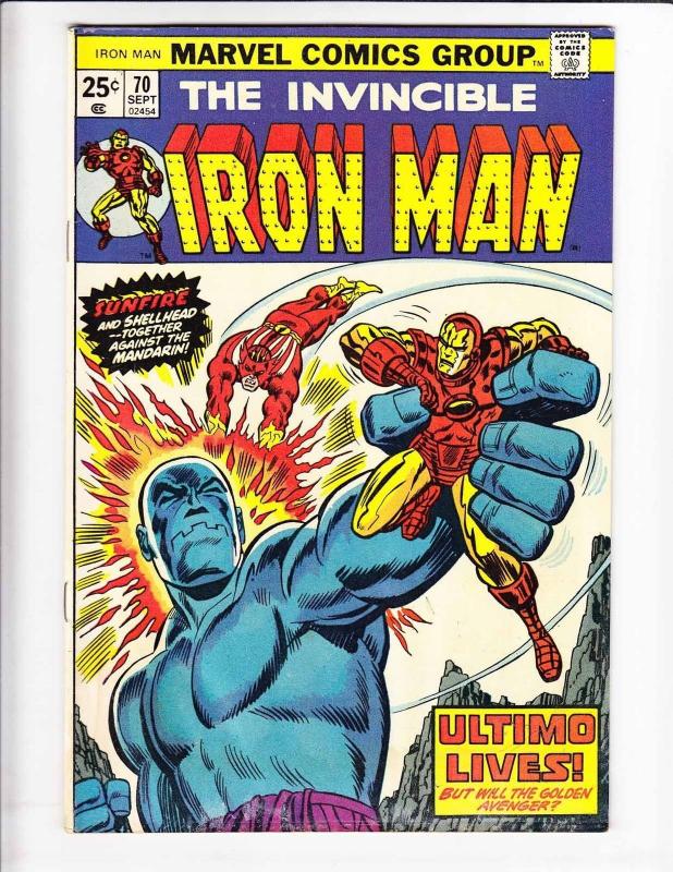 Iron Man [1974 Marvel] #70 VF sunfire - ultimo - with marvel value stamp intact