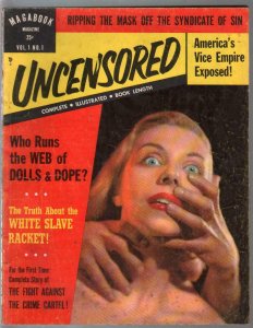 Magabook Magazine-Uncensored-#1  6/1953-1st issue-strangulation-dope slave-VG