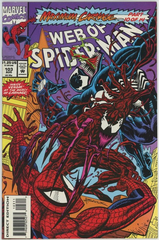 Web of Spider Man #103 (1985) - 9.2 NM- *Maximum Carnage*