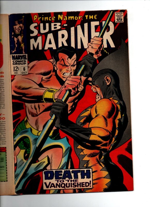 Sub-Mariner #6 - Namor - 2nd appearance Tiger Shark - 1968 - FN