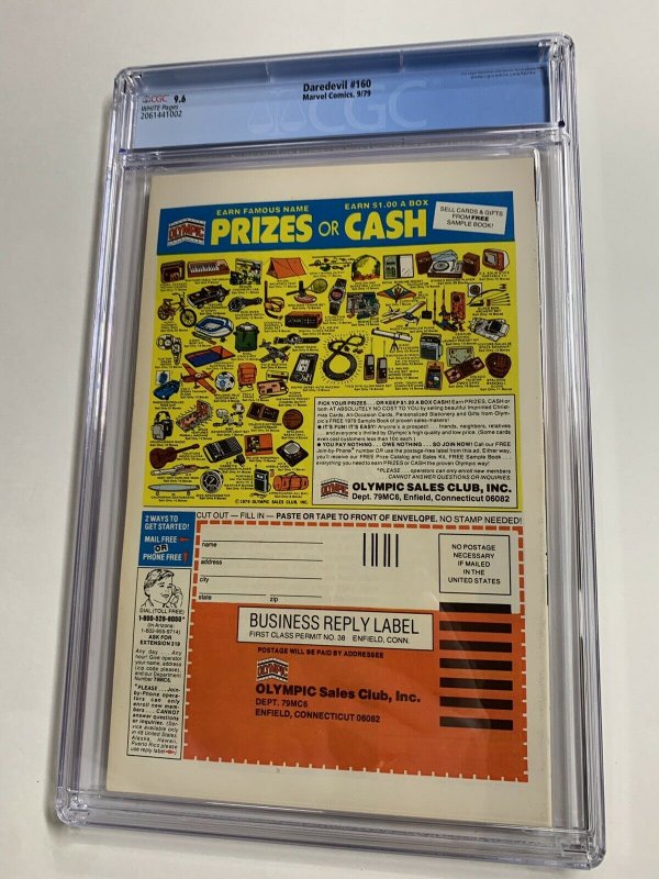 Daredevil 160 Cgc 9.6 White Pages Bullseye Frank Miller Marvel 2061441002