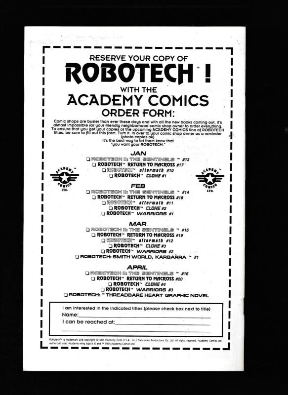 ROBOTECH CLONE #2 - Academy Comics Ltd. 1995 ~ VF  (PF276)