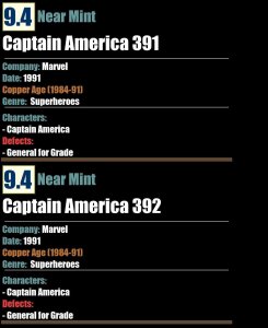 Captain America #391 392 (1991) Marvel comic lot of 2