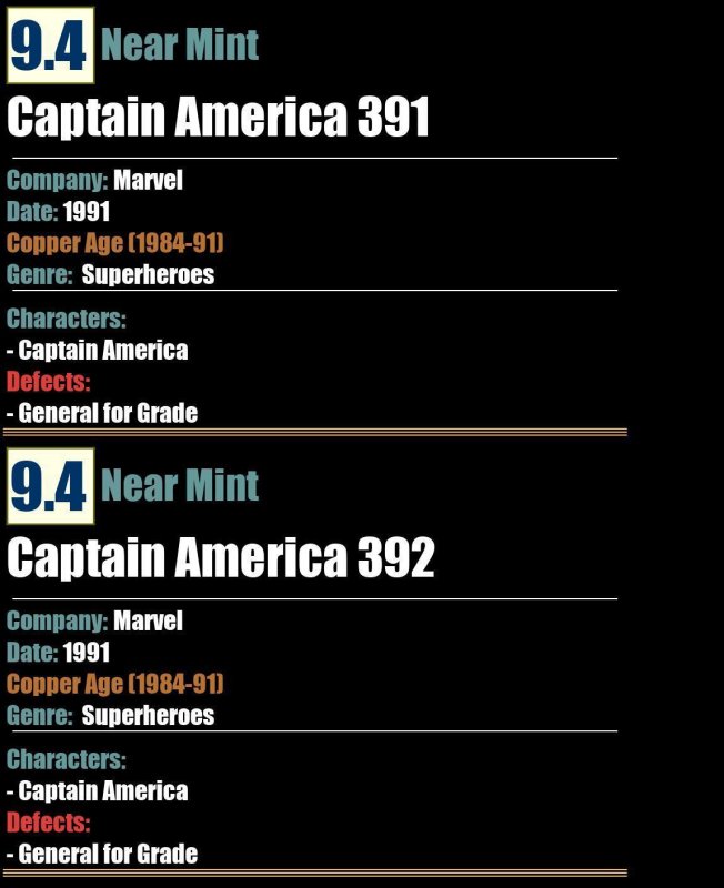 Captain America #391 392 (1991) Marvel comic lot of 2
