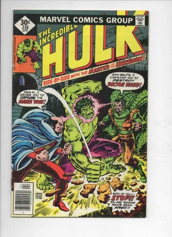 HULK #210, FN, Incredible, Bruce Banner, Dr Druid, Maha Yogi, 1968 1977, Marvel 