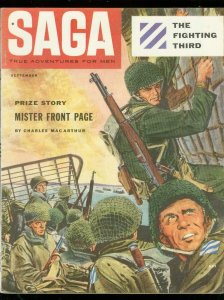 SAGA MAGAZINE SEPT 1954-WAR COVER-THIRD ARMY-KUNSTLER FN