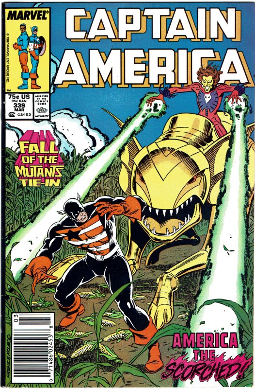 Captain America #339  Fall Of The Mutants Newsstand  VF+