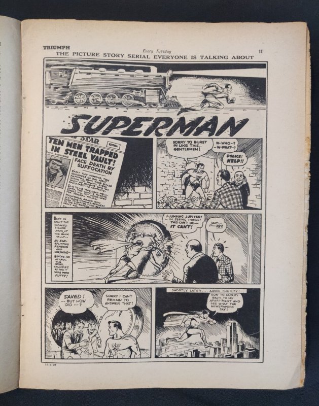 Vintage 1939 Triumph Comics Vol 30 #773 - RARE Early Superman Appearance (3/3.5)