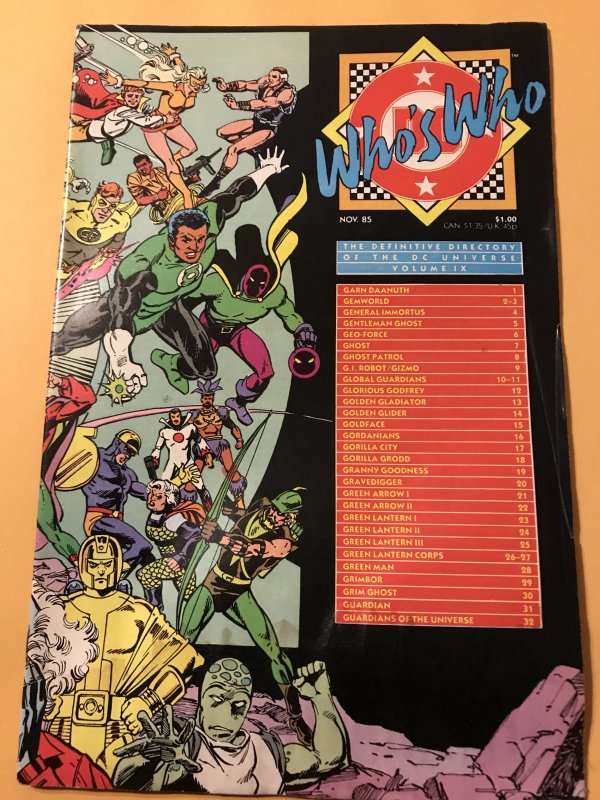 DEFINITIVE DIRECTORY OF DC UNIVERSE #9 : 11/85 Gd/VG; Who’s who, Grood