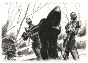 Michonne from Walking Dead Signed Pre Production art by John Watkiss