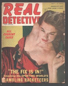 Real Detective 5/1949-Gun Moll cover-Gambling Racketeers-Crime-mystery-terror...