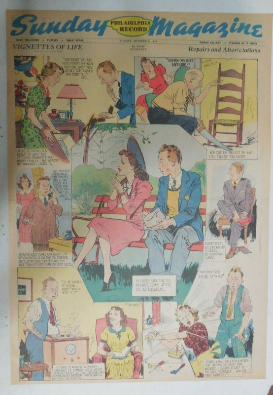 Vignettes Of Life by Kemp Starrett Repairs ! 10/6/1940 Size: 15 x 22 inch