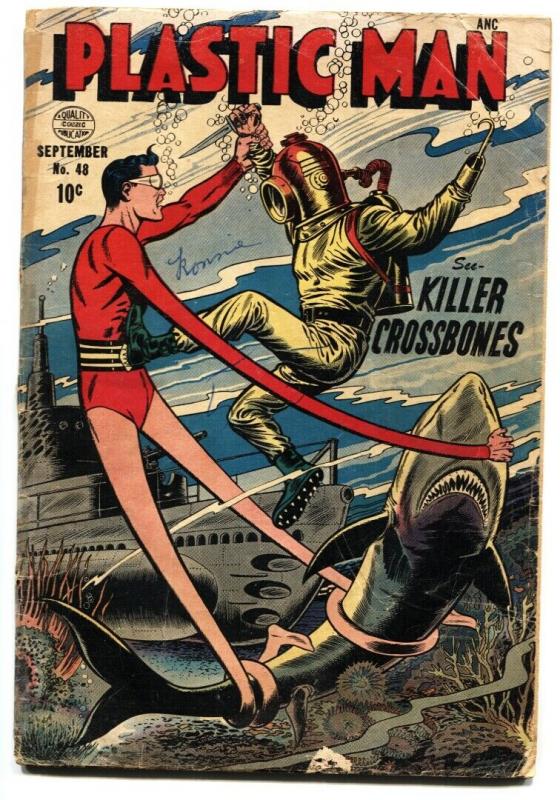 Plastic Man #48 1953-SHARK COVER-Golden Age G