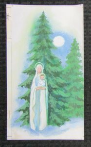 RELIGIOUS Baby Jesus & Mary in Moonlight w/ Trees 6x11 Greeting Card Art #R121