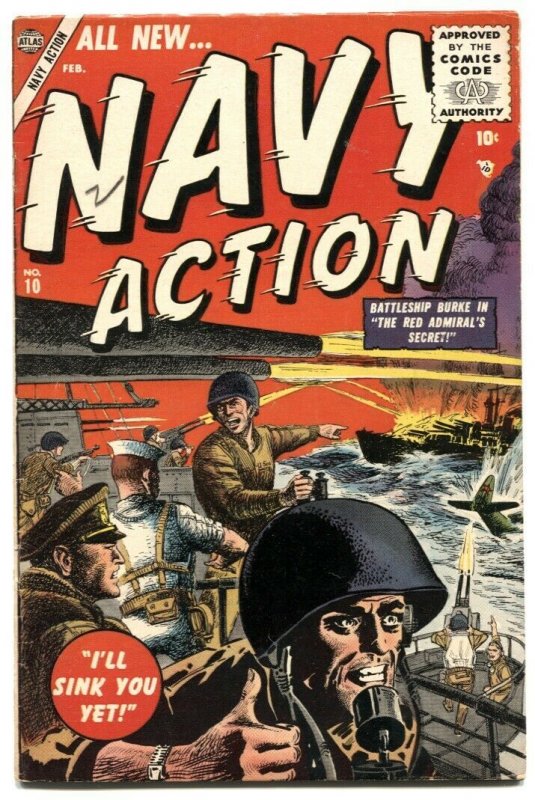 Navy Action #10 1955 Atlas-Battleship Burke-Syd Shores-commies- FN-