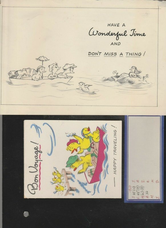 HAVE A WONDERFUL TIME Cartoon Ducks 9x6 Greeting Card Art #1402 w Print History
