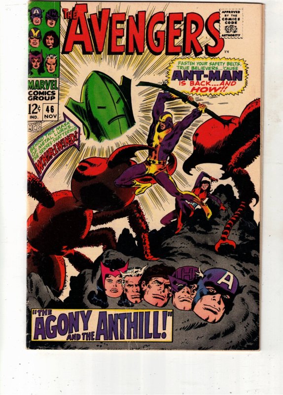 The Avengers #46 (1967) Goliath/Wasp Cover #1 Whirlwind  PRICE DROP!  BEANTOWN!