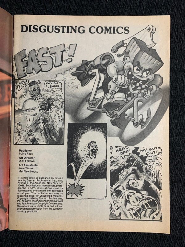1986 DISGUSTING COMICS Quasar Magazine #1 FN+ 6.5 Rambo & Superman Parodies