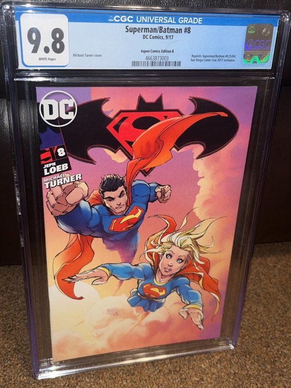 Superman Batman 8, SDCC B 2017 Michael Turner Variant Cover, CGC Graded 9.8