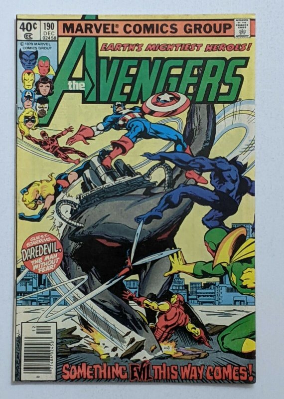 Avengers 190 Dec 1979 Marvel FN 6.0 Daredevil app Grey Gargoyle cameo