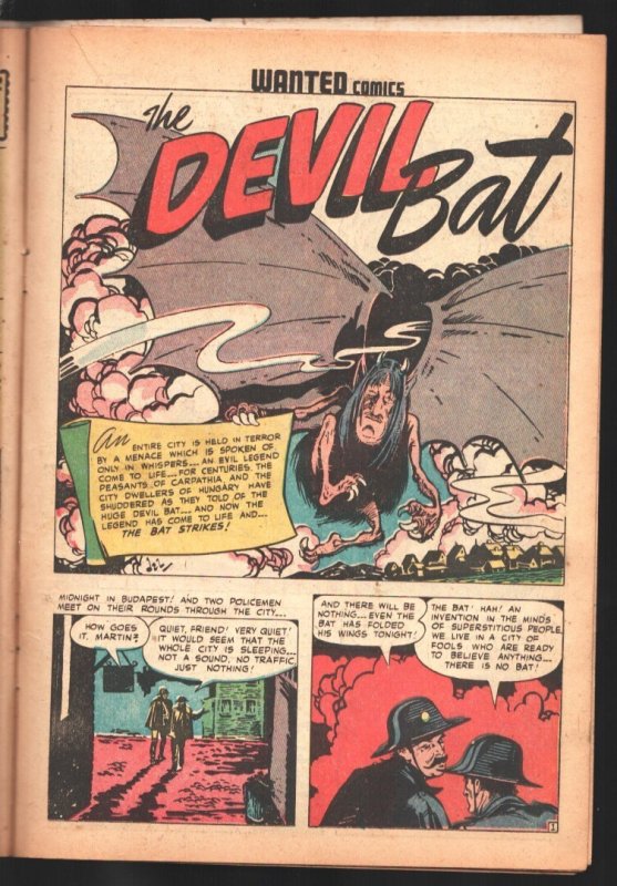 Wanted #17 comic book -horror story-Violent Pre-code crime 1949