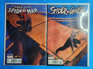 AMAZING SPIDER MAN #15 SPIDER-GWEN #1 COMICXPOSURE EXCLUSIVE VARIANT COVER SET!