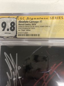 Absolute Carnage (2019) #1 (CGC 9.8 WP) Triple Signed! I. Lee-D. Cates-R.Stegman