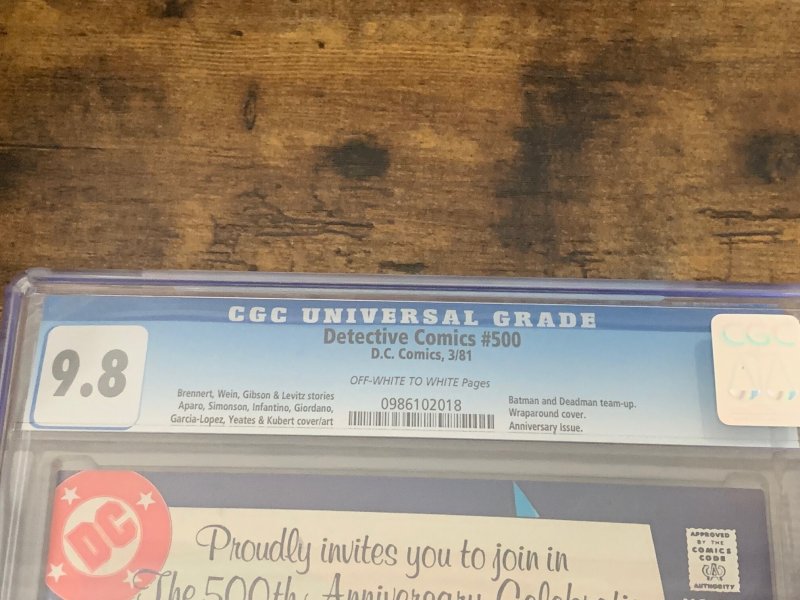 Detective Comics #500 (1981).  9.8 CGC.  Batman/Deadman team-up.  Anniv issue.