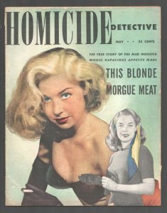 Homicide Detective 5/1951-Spicy cover-Crime & mystery stories-posed photos-Ex...