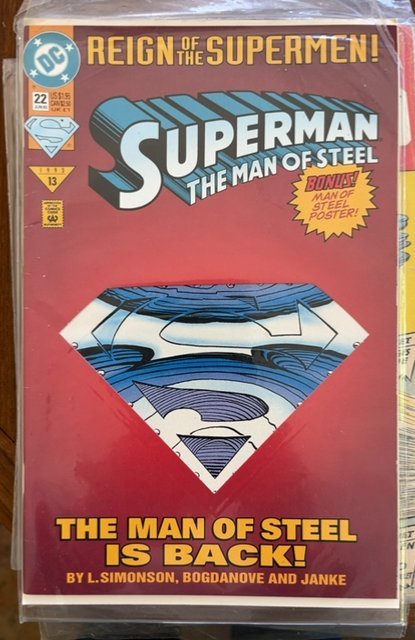 Superman: The Man of Steel #22 Die-Cut Cover (1993) Steel 