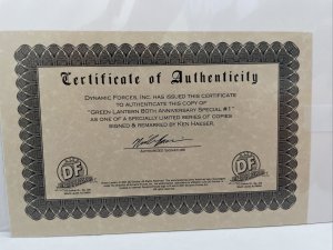 Green Lantern 80th Anniversary Special #1 Signed And Remarked By Haeser With COA
