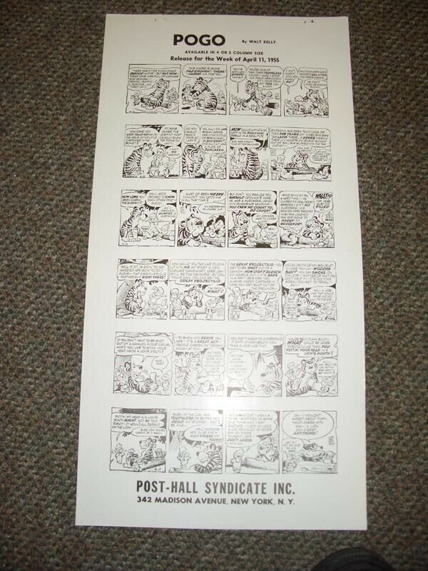 POGO-WALT KELLY-NEWSPAPER COMIC PROOF SHEET-4/11/1955