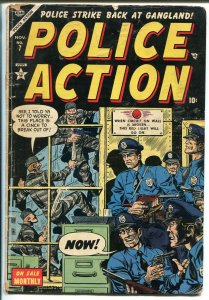 Police Action #7 1954-Atlas-final issue-crime-gunfights-Bob Powell-violence-VG