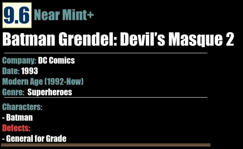 Batman Grendel: Devil’s Masque 2 (1993) NM+ DC Comics