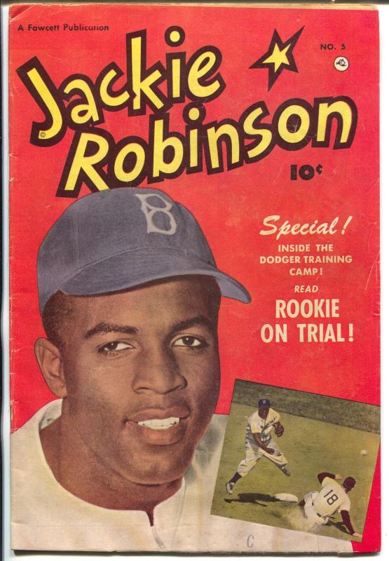 Jackie Robinson #5 1951-Fawcett-Brooklyn Dodgers-photo covers-VG