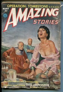 Amazing Stories 3/1953-Ziff-Davis-pulp sci-fi-last pulp size issue-bondage-G/VG