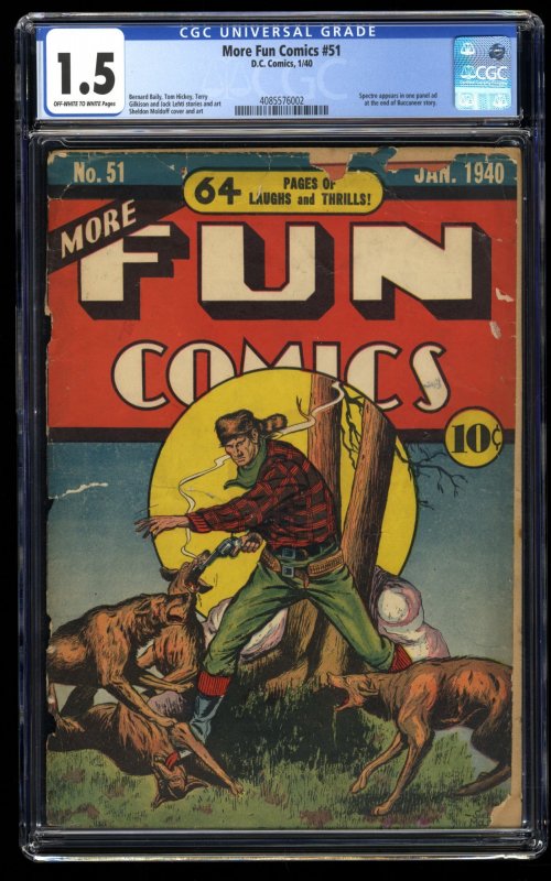 More Fun Comics #51 CGC FA/GD 1.5 1st Cameo Appearance of the Spectre! Scarce!